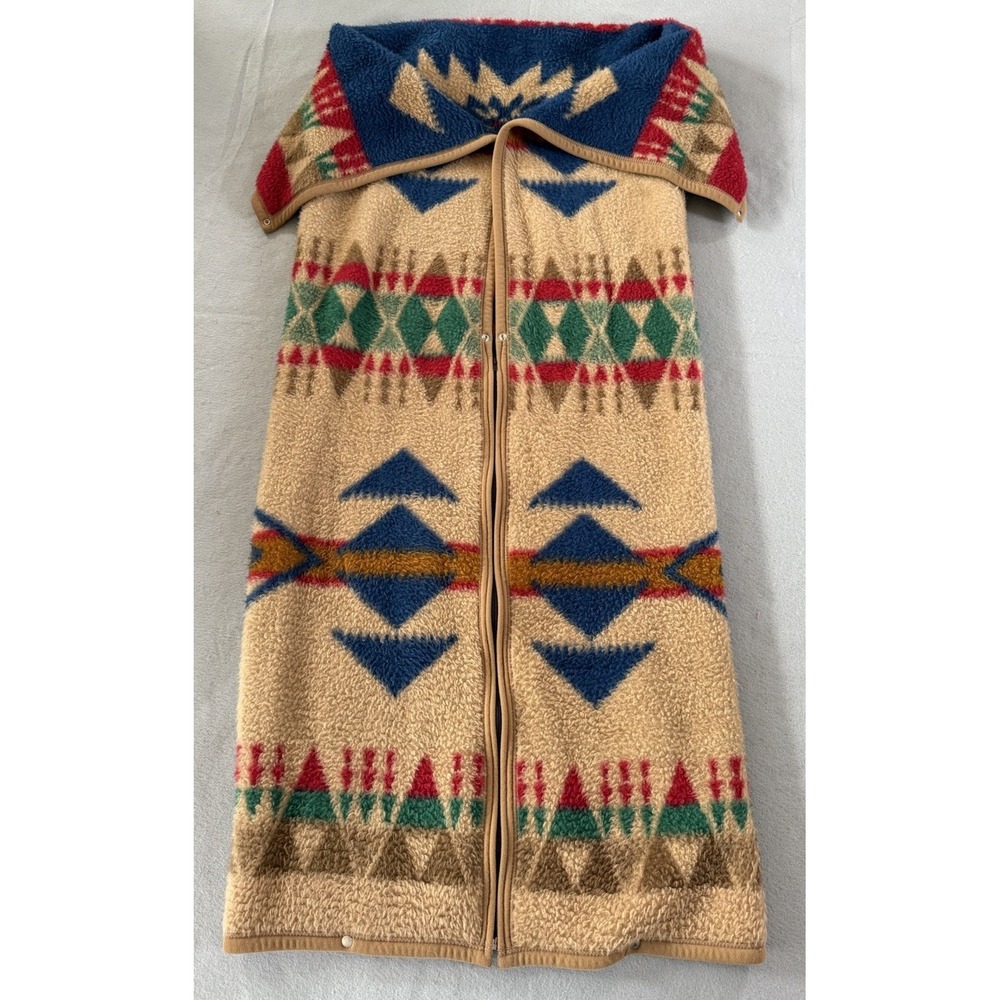 Biederlack Southwest Aztec Long Cuddle Wrap Zipper Snaps Wearable Wrap USA